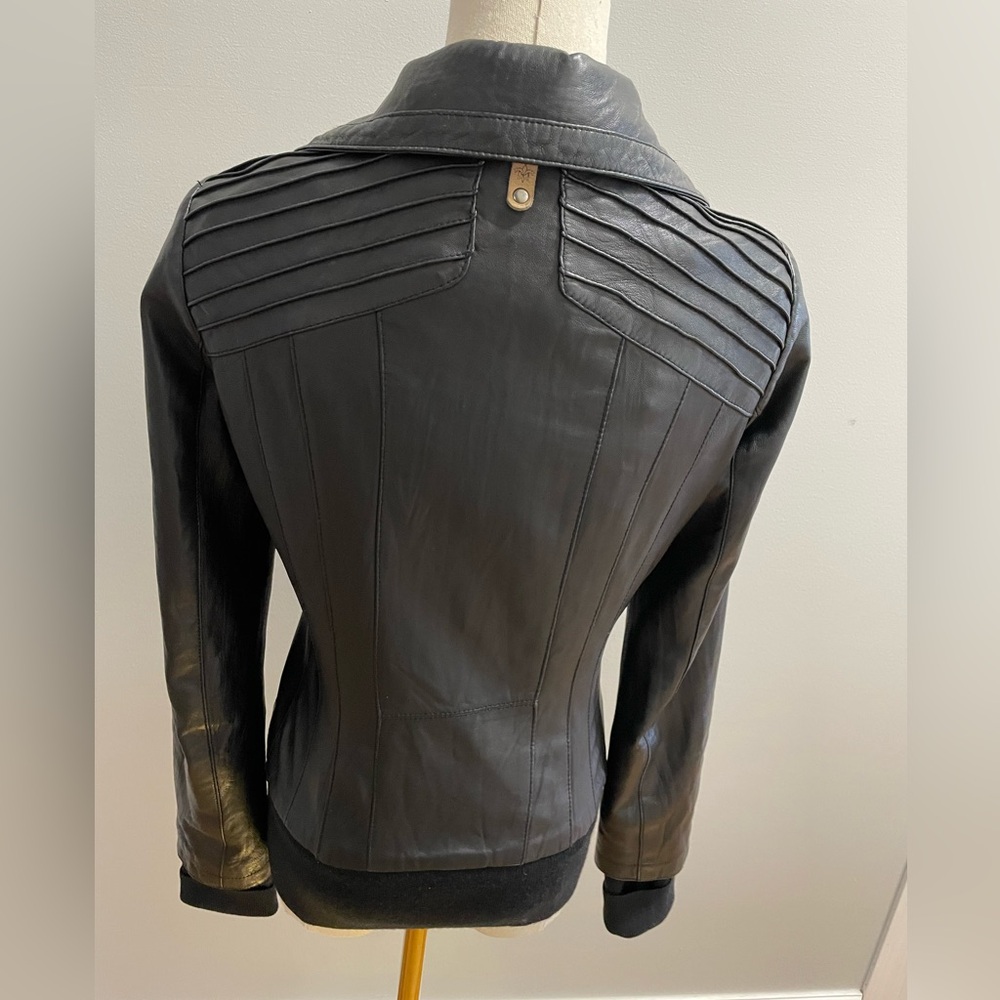 MACKAGE Artzia Genuine Lamb Black Leather Moto Jacket. XS - Picture 4 of 16